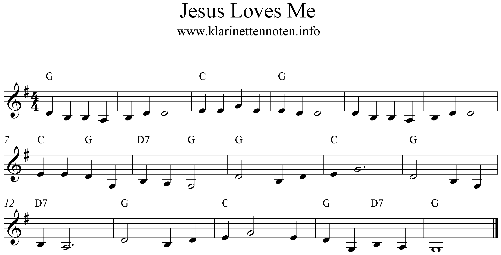 Jesus Loves Me, G-Major ,low